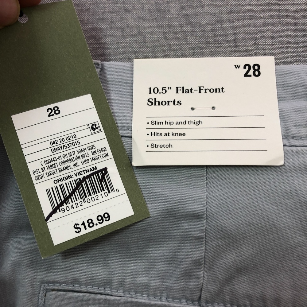 Light Gray Linden Flat Front Slim Chino Short 28 - Picture 6 of 8